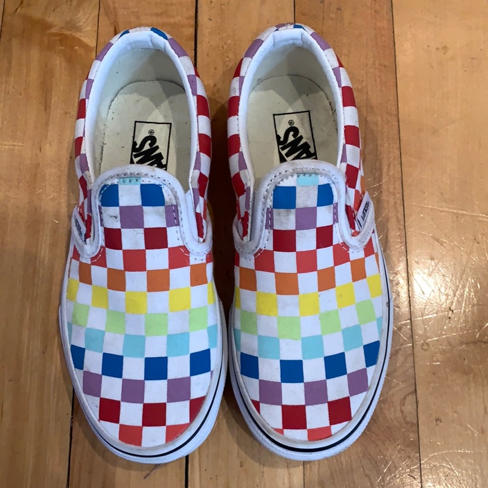 Vans Classic Rainbow Checkerboard Slip-ons Size 13